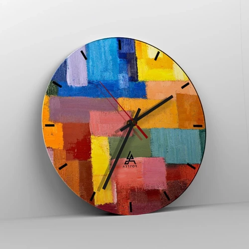 Wall clock - Clock on glass - Each Different, All Colourful - 30x30 cm