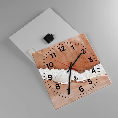 Wall clock - Clock on glass - Earth Colours - 40x40 cm
