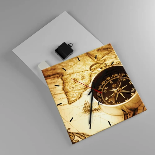 Wall clock - Clock on glass - East or West? - 30x30 cm