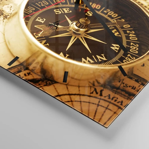 Wall clock - Clock on glass - East or West? - 30x30 cm