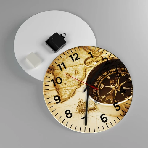 Wall clock - Clock on glass - East or West? - 30x30 cm