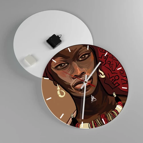 Wall clock - Clock on glass - Ebony Venus - 40x40 cm