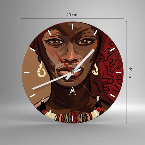 Wall clock - Clock on glass - Ebony Venus - 40x40 cm