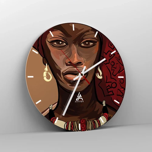 Wall clock - Clock on glass - Ebony Venus - 40x40 cm