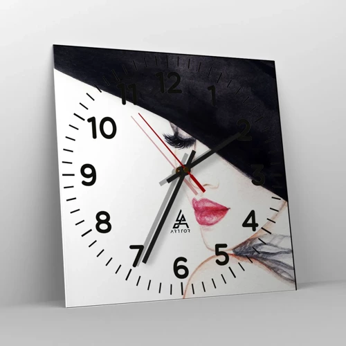 Wall clock - Clock on glass - Elegance and Sensuality - 40x40 cm