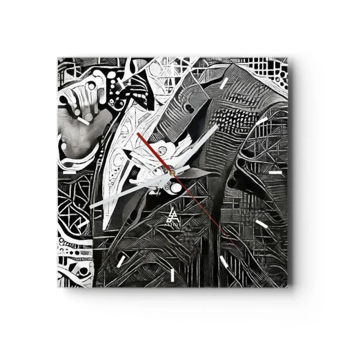 Wall clock - Clock on glass - Elegant in Grey - 40x40 cm