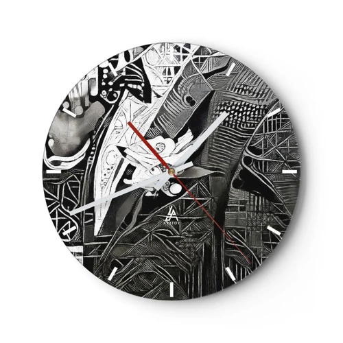 Wall clock - Clock on glass - Elegant in Grey - 40x40 cm