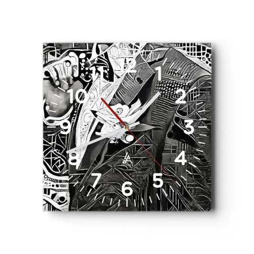 Wall clock - Clock on glass - Elegant in Grey - 40x40 cm