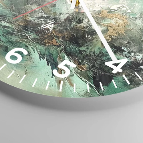 Wall clock - Clock on glass - Emerald and Black Lump - 40x40 cm