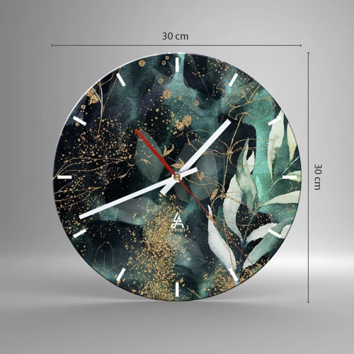 Wall clock - Clock on glass - Enchanted Garden - 30x30 cm