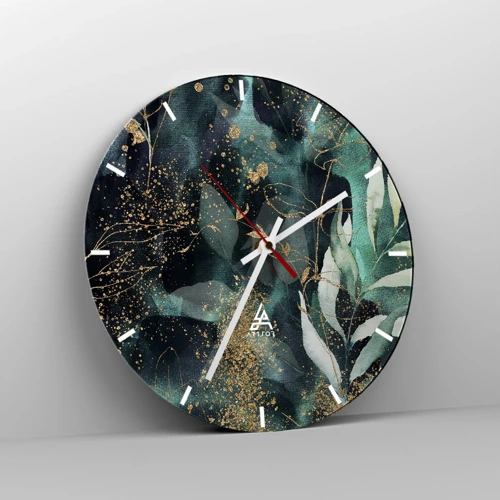 Wall clock - Clock on glass - Enchanted Garden - 30x30 cm