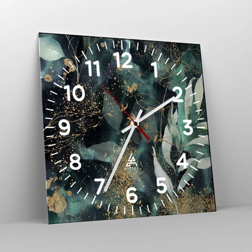 Wall clock - Clock on glass - Enchanted Garden - 30x30 cm