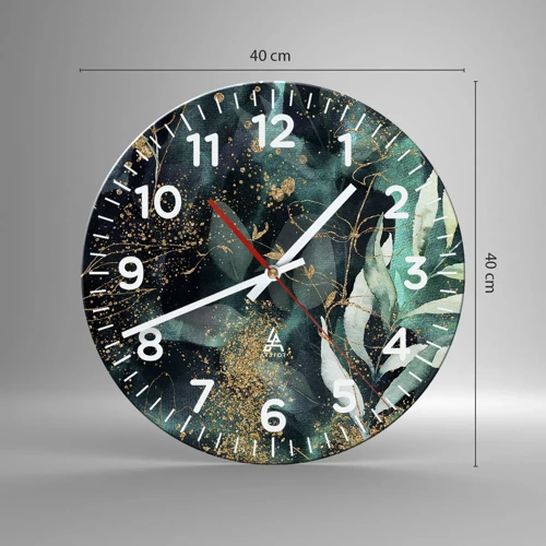 Wall clock - Clock on glass - Enchanted Garden - 40x40 cm