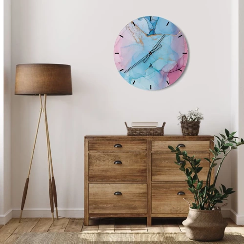 Wall clock - Clock on glass - Encounter and Permeation - 30x30 cm