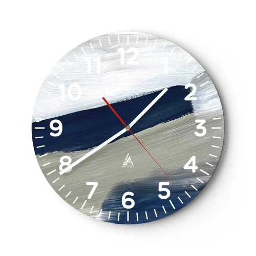 Wall clock - Clock on glass - Encounter with White - 40x40 cm