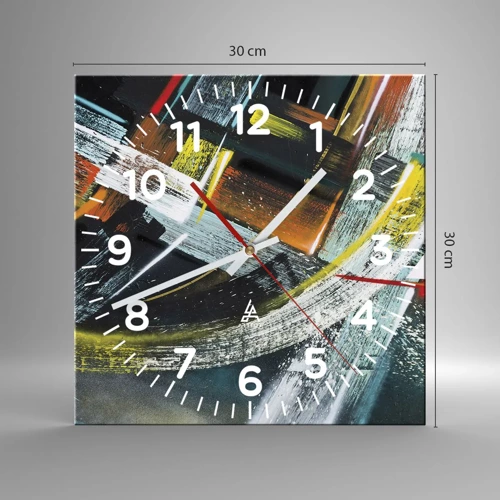 Wall clock - Clock on glass - Energy of Movement - 30x30 cm