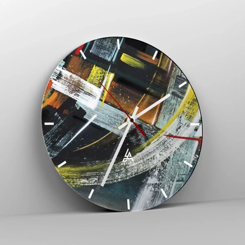 Wall clock - Clock on glass - Energy of Movement - 30x30 cm