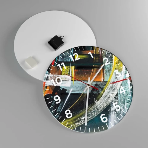Wall clock - Clock on glass - Energy of Movement - 40x40 cm