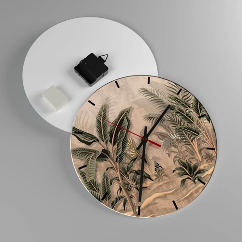 Wall clock - Clock on glass - Engraving in Colonial Style - 30x30 cm