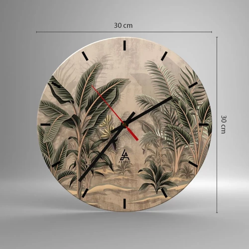 Wall clock - Clock on glass - Engraving in Colonial Style - 30x30 cm