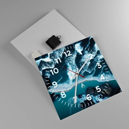 Wall clock - Clock on glass - Envelopped by Waves - 30x30 cm