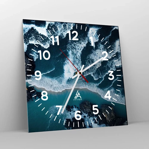 Wall clock - Clock on glass - Envelopped by Waves - 30x30 cm