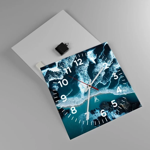 Wall clock - Clock on glass - Envelopped by Waves - 40x40 cm