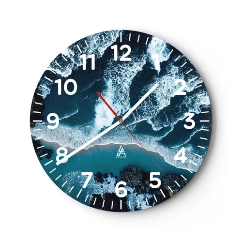 Wall clock - Clock on glass - Envelopped by Waves - 40x40 cm