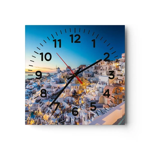 Wall clock - Clock on glass - Essence of Greekness - 30x30 cm