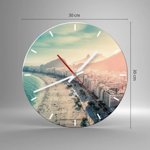 Wall clock - Clock on glass - Eternal Holiday in Rio - 30x30 cm