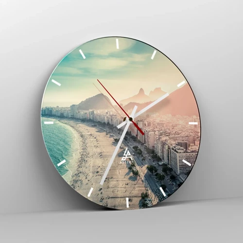 Wall clock - Clock on glass - Eternal Holiday in Rio - 30x30 cm