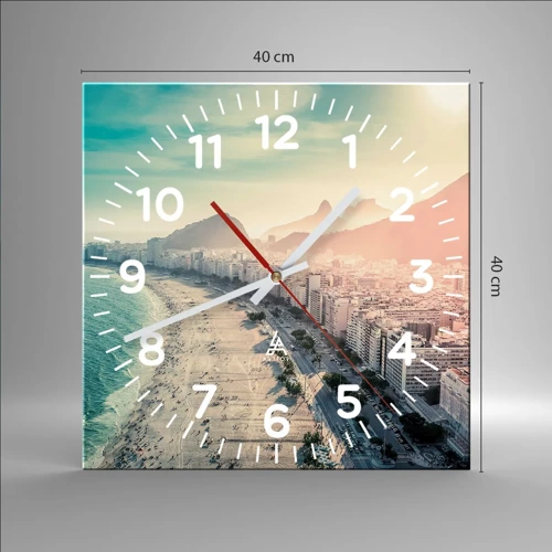 Wall clock - Clock on glass - Eternal Holiday in Rio - 40x40 cm