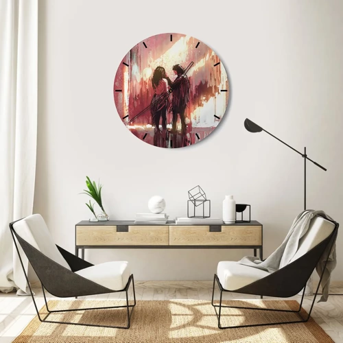 Wall clock - Clock on glass - Eternal Spectacle of Love - 30x30 cm