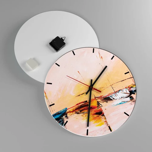 Wall clock - Clock on glass - Evening at the Harbour - 40x40 cm