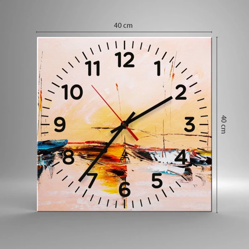 Wall clock - Clock on glass - Evening at the Harbour - 40x40 cm