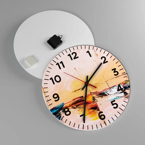 Wall clock - Clock on glass - Evening at the Harbour - 40x40 cm