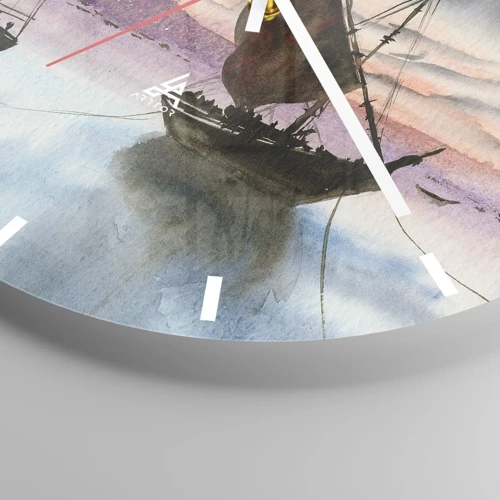 Wall clock - Clock on glass - Evening at the Port - 30x30 cm