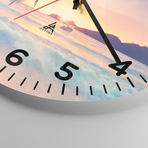 Wall clock - Clock on glass - Evening in a Bay - 40x40 cm