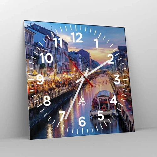 Wall clock - Clock on glass - Evening of Light and Fun - 40x40 cm