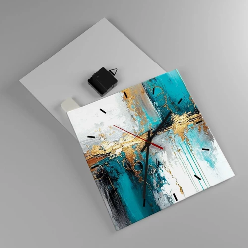 Wall clock - Clock on glass - Everything Flows - 30x30 cm