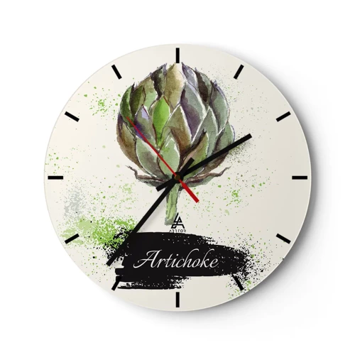 Wall clock - Clock on glass - Eviva Vegetables! - 40x40 cm