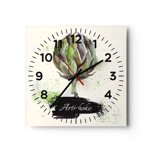 Wall clock - Clock on glass - Eviva Vegetables! - 40x40 cm