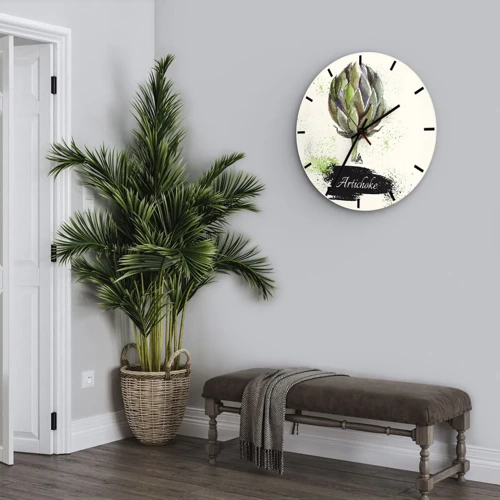 Wall clock - Clock on glass - Eviva Vegetables! - 40x40 cm