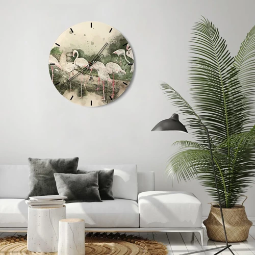 Wall clock - Clock on glass - Exotic Dream - 30x30 cm