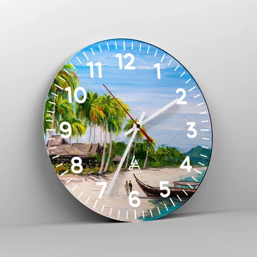 Wall clock - Clock on glass - Exotic Dream - 30x30 cm
