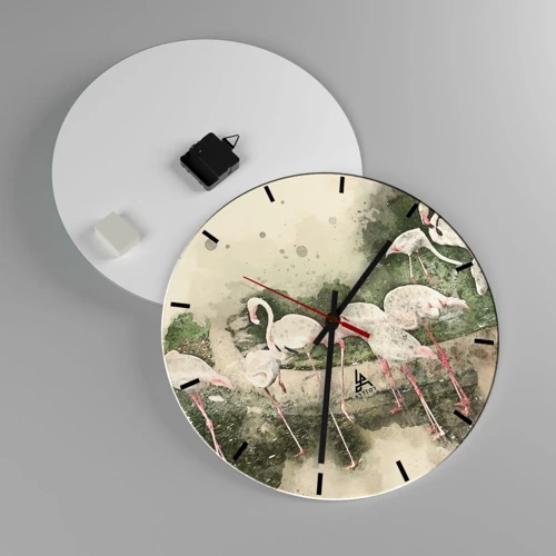 Wall clock - Clock on glass - Exotic Dream - 40x40 cm