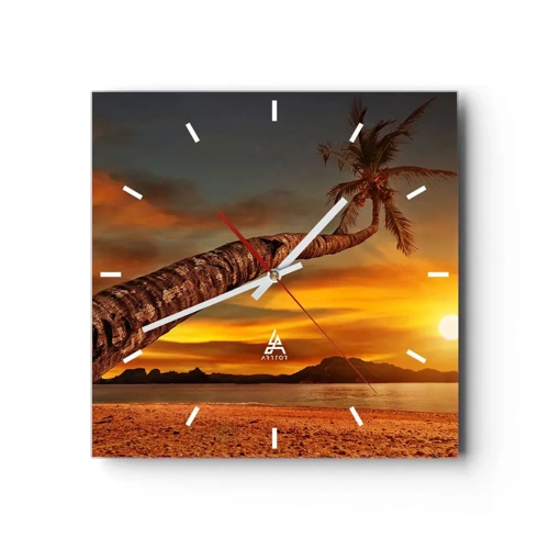 Wall clock - Clock on glass - Exotic Holiday, Caribbean Adventure - 30x30 cm