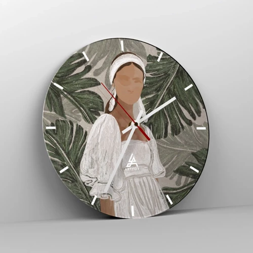 Wall clock - Clock on glass - Exotic Portrait - 30x30 cm