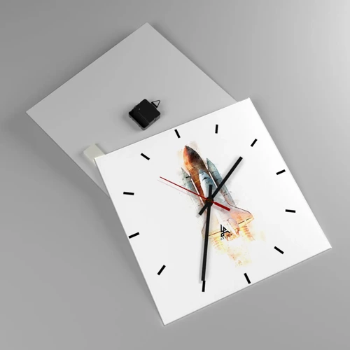 Wall clock - Clock on glass - Explorers Get Ready - 40x40 cm