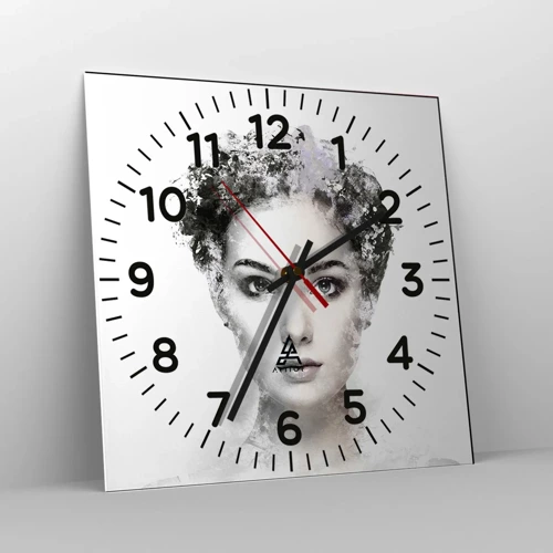 Wall clock - Clock on glass - Extremely Stylish Portrait - 30x30 cm